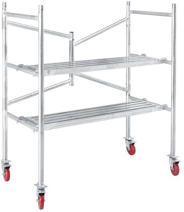 Scaffold with Locking Wheels, Folding Rolling Tower, Portable Mobile Steel Scaffolding Platform, 500 lbs Load (Size : H:165cm/5.4ft)