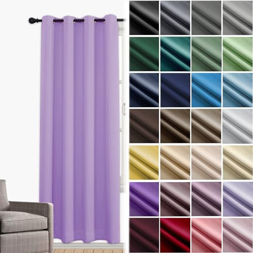 JRUI Tende Per Interni a Vetro Finestra Tenda Oscurante 1 Pannelli con Anelli Tenda Termica Isolante Tende Salotto Tende Coprenti Tende Fonoassorbenti 140 x 260cm (LxA) Viola Chiaro