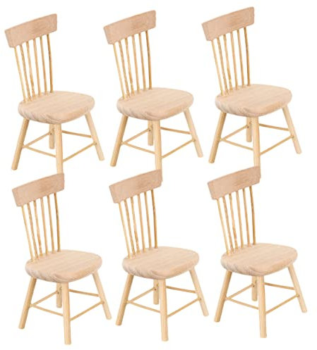 ERINGOGO 6 Pièces Chaise de Maison de poupée chaises Miniatures Chaise Petit modèle Meubles des modèles Ornement de Bureau modèle de Chaise Miniature en Bois Ornements décorations
