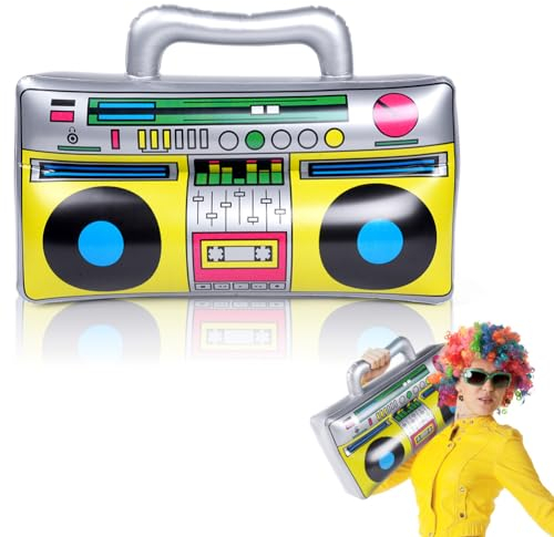 Aomig Aufblasbare Instrumente Spielzeug, 80's 90's Party Dekoration Disco Ballon Aufblasbare Radio, Aufblasbares Radio Party Zubehör Geeignet für Retro Hip Hop Disco Rock Mottopartys