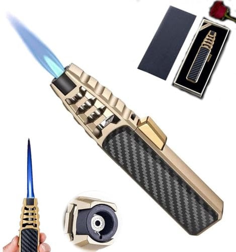 AZQUZVZI Brightfire, Bright Fire Lighter, Brightfire Rechargeable Torch Lighter, Brite Fire Lighter, Bright Fire Lighter Rechargeable, Windproof Blue Flame Lighter for Cool Men (Color : Gold)
