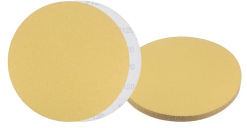 Kozelo 10pcs No Hole Sanding Discs- [ 9 Inch 120 Grit ] Round Hook and Loop Grip Sanding Pads Sheet Sandpaper for Automotive Woodworking Metal Polishing Use| Gold, Aluminum Oxide
