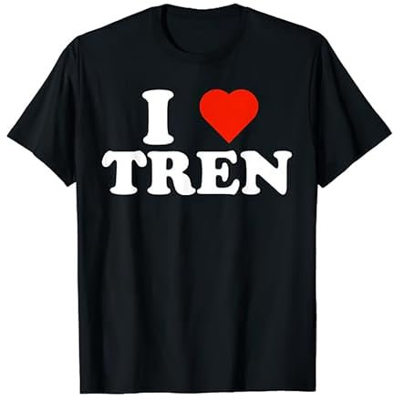 I Love Tren T-Shirt Black Mens Tees Sports Competition Distressed Breathable Standard Pure Cotton T-Shirt Black XL