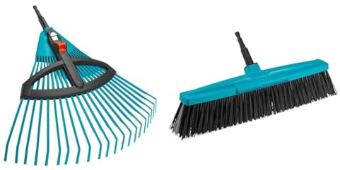 Gardena combisystem-Kunststoff-Verstellbesen & combisystem-Straßenbesen: Stabiler Kehrbesen für den Garten und die Wege rund um das Haus, 45 cm Arbeitsbreite, Polypropylen-Besteckung (3622-20)