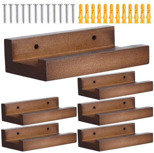 Supporto da parete per album - Espositore per dischi in vinile da 6 pezzi | Espositore da parete per organizer per album, per documenti, libri, porta giornali in legno rustico