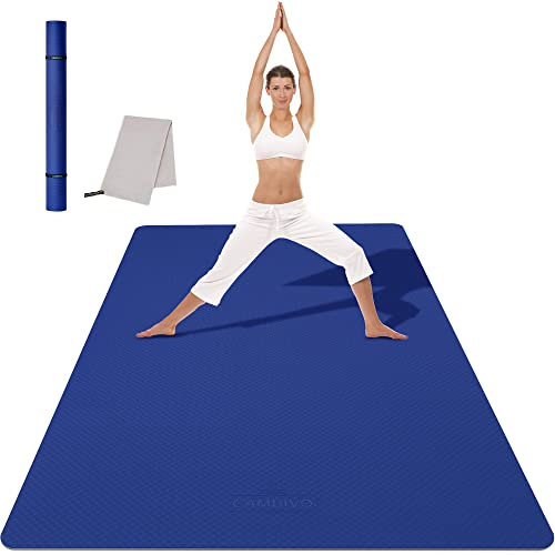 CAMBIVO Yogamatte XXL, Yoga Matte groß 183cm x 122cm x 6mm, Dicke Sportmatte Fitnessmatte rutschfest, TPE Gymnastikmatte Schwarz, Turnmatte Bodenschutzmatte für Pilates, Gym, Zuhause, Workout Blau