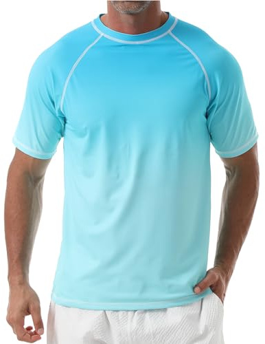 Danfiki Rashguard pour Homme Séchage Rapide T Shirt Manches Courtes T-Shirt de Bain Anti-UV UPF 50+