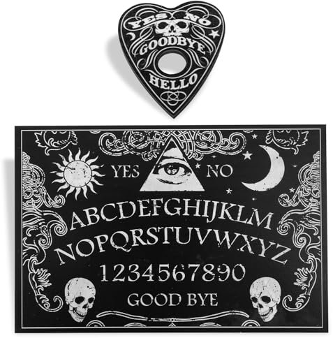 Ouija-Brettspiel aus Holz, Ouija-Brett für Geisterjagd, Gesprächstafel, Sonne, Mond und Sterne, klassisches Ouija-Nachrichtenbrett, Halloween-Spiel (Schädel)