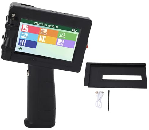 Fockety Pistolet d'Imprimante à Jet d'Encre Portable, Hauteur d'impression de 12,7 mm, Écran Tactile pour Numéro de Lot et Code QR