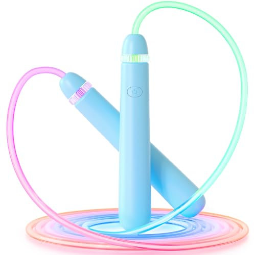 Corde à sauter lumineuse pour enfants et adultes, corde à sauter à LED réglable pour garçons et filles, corde à sauter colorée pour le fitness et l'entraînement, bleu