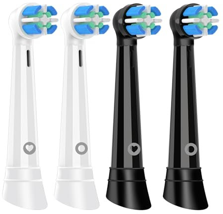 CALLYSONIC Aufsteckbürsten kompatibel mit Oral B iO 2 3 4 5 6 7 8 9 10 Serien, Ersatzbürsten für Oral B iO Sanfte Reinigung, 4 Stück Bürstenköpfe, Schwarz/Weiß