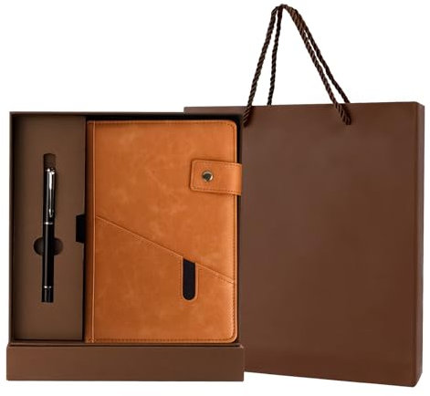 CRITIVE-SHOP Leder Tagebuch Notizbuch Geschenkset, Vintage Tagebuch Notizbuch mit Stift Geschenkbox Geschenktasche, Klassisches Notizbücher Business Daily, Reisejournale für Frauen Männer Weihnachten