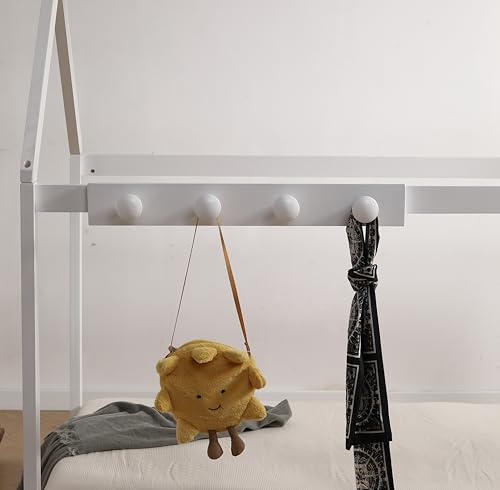 MissionTM Cabin Bed Coat Hooks, 4 Pegs, White, Grey, Bedroom Storage and Organisation (White)