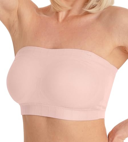 Conturve Women's Wirefree Seamless, BreathConvertible Strapless Bras for Women - Bandeau Bra, Strapless Topable Convertible Strapless Bandeau Bra
