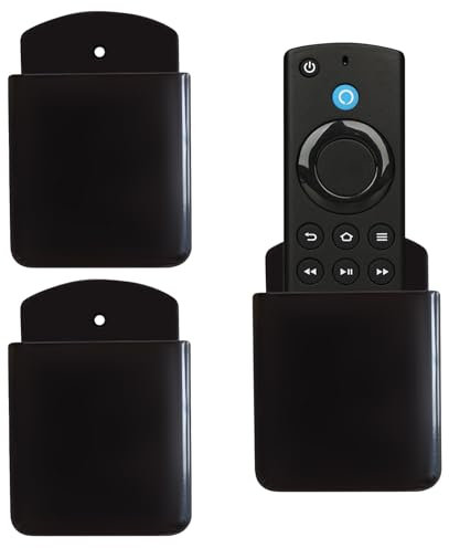 Lechisenop 3 Pcs Wall Mount Remote Control Holder Self Adhesive TV Air Conditioner Remote Control Holder Wall Mount Storage Box Organizer Pen Holder Containers for Home Office School (Black)
