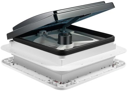 SICHENSH RV Caravan Roof Vent Fan, RV Air Vent Ventilation, RV Ventilation Fan with LED Light, Universal Caravan Ventilation Exhaust Fan, Campervan Roof Vent Fan, 28 x 28cm Opening Size