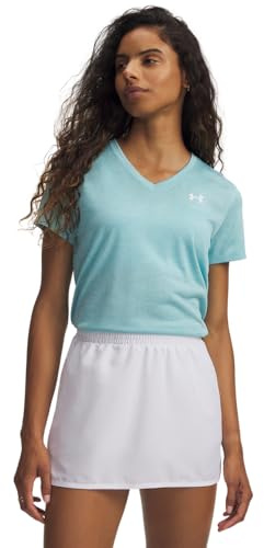Under Armour Femme Tech Twist Short Sleeve V Neck T-Shirt, Blue Haze/Blanc, XS EU