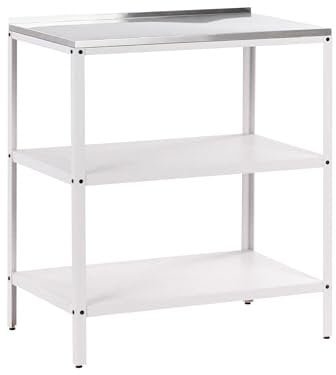 Beliani Isla de Cocina de jardín Exterior con estantes y encimera de Acero Inoxidable 80x50x92 cm Blanco Vilama