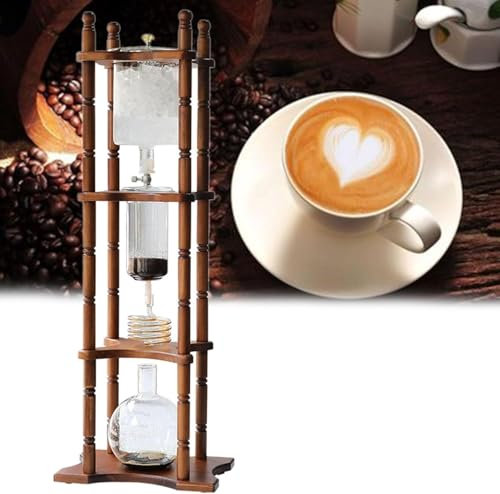 Cold Brew Drip Tower – 3000 ml Retro-Eiskaffeemaschine im manuellen Modus, Cold Brew-Kaffeekanne aus Holz und Glas, perfekt für die Zubereitung zu Hause, Craft Cold Brew Coffee zu Hause