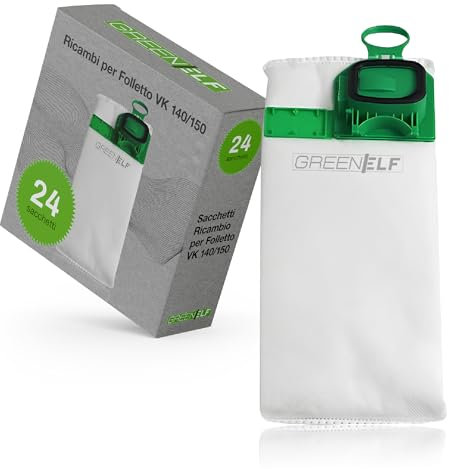 24 Sacchetti Folletto VK140/150 in Microfibra Compatibili – Qualità Premium, Filtrazione Antipolvere Super Resistenti, Sacchetti folletto vk150 e 140 Per Aspirapolvere
