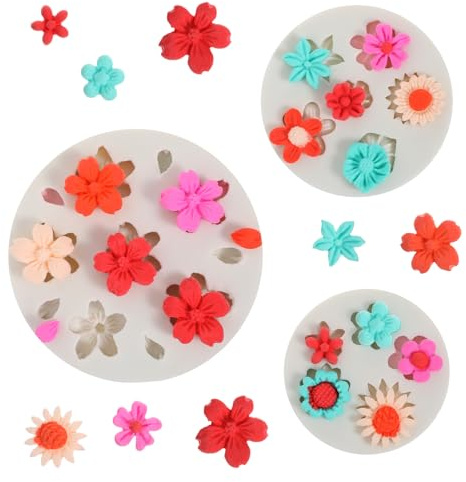 8 Stück Silikonformen Blumen 3d Silikonform Fondant Mini Backen Schokoladenformen Zum Dekorieren Von Pralinen Fudge Kekse Handgemachte Seifen Kuchen Cupcakes Fondant Polymer Clay Und Süßigkeiten