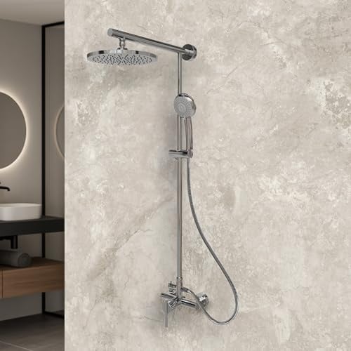 Duschsystem Regendusche mit Einhebelmischer und Kopfbrause rund chrom von Schulte