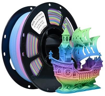 iBOSS mattes PLA+ Filament 1,75 mm + 0,02 mm, 3D-Druckerdraht 1 kg (2,2 Pfund) Rolle, mehrfarbiges 3D-Druckmaterial, (Matte Dream Shadow Rainbow)