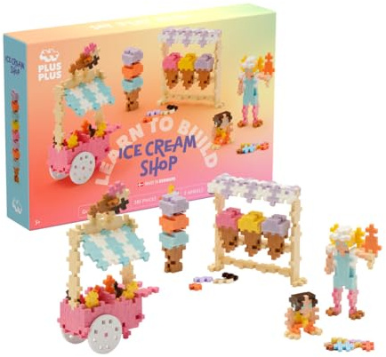 Plus-Plus 4351 Geniales Konstruktionsspielzeug, Learn to Build Eisdiele, Kreativ-Bausteine für Kinder, 275 Teile