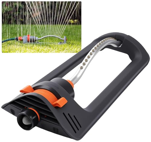 Nikou Aspersor Oscilante, Aspersor de Riego Césped Oscilante Automatico de 19 Agujeros para Jardín, Aspersor de Patio, Dispositivo de Riego para Césped (Pata Curvada)
