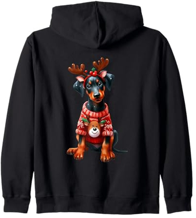 Maglione Natalizio per Cani con Corna di Renna Felpa con Cappuccio