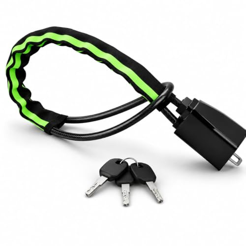 EIDANZ Reflective Stripe Steering Wheel Lock & Seat Belt Lock – High Visibility car Lock Steering Wheel with Keys for Cars, SUVs, Trucks & Golf Carts,car Accessories (Green)