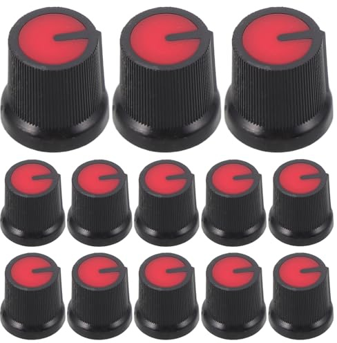 MAGICLULU 50 Stück Rote 6mm Wh148 Potentiometer Kunststoffknöpfe für E-gitarren und Verstärker mit Pflaumenblütenförmigem Lautstärkeregler und Schalterkappen