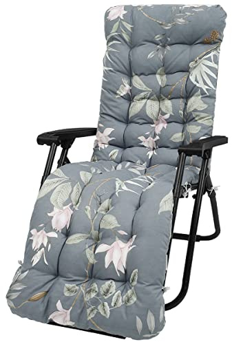 BUTORY Liegenauflage Auflage Gartenliege 170x53x8 cm Auflagen für Deckchair Polsterauflage für Sonnenliege Auflage Polster Kissen für Liegestuhl Dicke Polsterung (graublauer Hintergrund)
