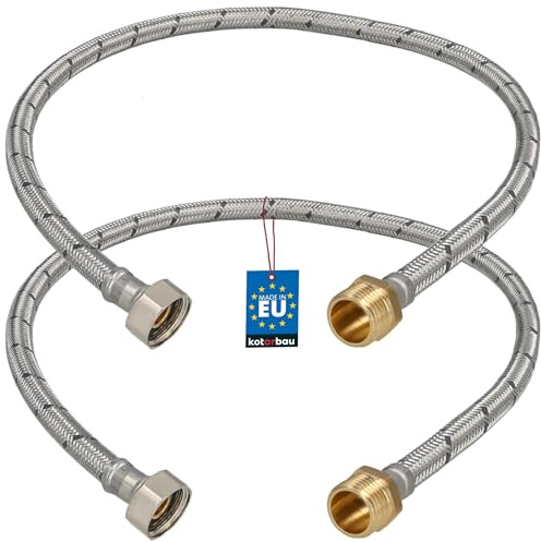 KOTARBAU® Flexschlauch 1/2 x 1/2, Wasserschlauch 70 cm, Panzerschlauch | 2er Set, Außengewinde x Innengewinde, Anschlussschlauch für Armatur, Schlauch Für Wasserhahn, Edelstahlummantelt