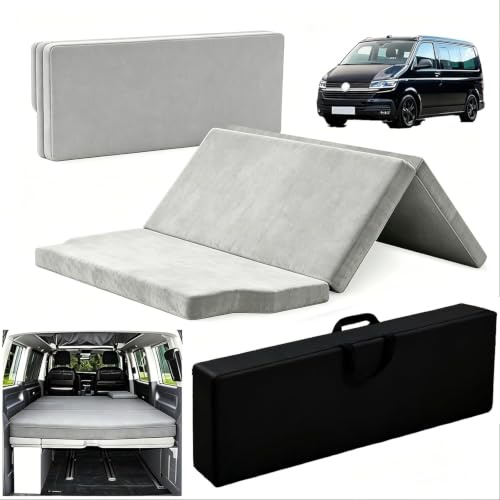 xxjolavv Atmungsaktiv, kühl, bequem, faltbar, tragbare Matratze, kompatibel mit VW T32, T4, T5, T6, T6.1, T7, Multivan, California, Strand, Caravelle, Transporter, Maße: 186 x 148 x 8 cm, Wohnmobil
