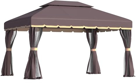 Pavillon de Jardin, chapiteau, abri, Tente de fête avec Filets et Rideaux(Black)