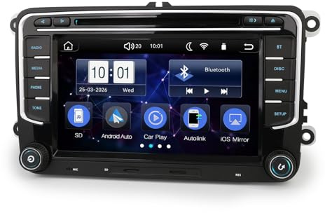 DAB+ Digitalradio Autoradio Linux für VW Golf 5/6 Passat B6 Jetta Sharan Touran Tiguan T5 Skoda Yeti Navigation CD | CarPlay & Android Auto | WiFi USB Bluetooth 5.1 Kamera CANBus DSP RDS Schnellstart