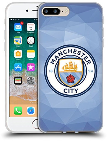 Head Case Designs Officially Licensed Manchester City Man City FC Blue Full Colour Badge Geometric Gel Case [Military Grade Protection] Compatible With Apple iPhone 7 Plus/iPhone 8 Plus