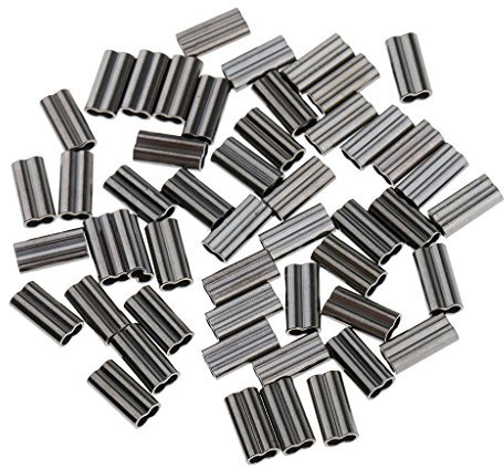 Dovewill 50 Pieces Double Micro Mini Crimps Coarse Sea Fishing Line Mono Braid Wire Trace Sleeves Copper Tube - 1.5mm Bore