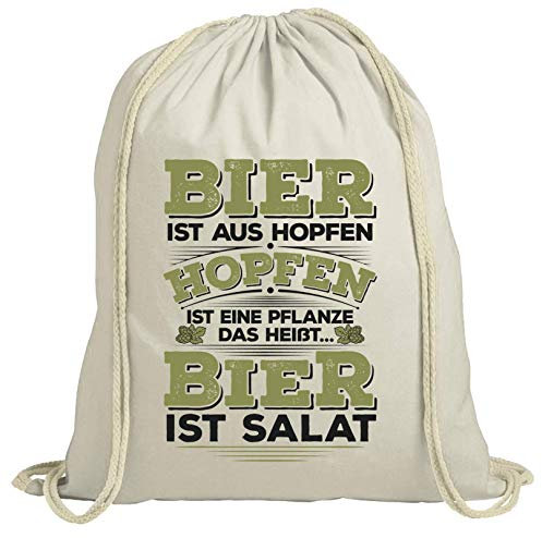 Shirtstreet Gaudi Wiesn Oktoberfest natur Turnbeutel Rucksack Gymsac Bier ist Salat, Größe: onesize,natur