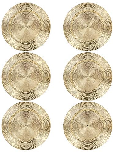 33cm Plastic Christmas Charger Plates (Gold - Mosaic, 6)
