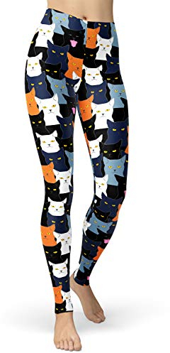 sissycos Cartoon Leggings Damen Print Tier Libelle Kaninchen Eule Katzen Leggings Design Yoga Laufen Hosen Mädchen Strumpfhosen Mode Stretch L-XXL Frauen Leggings Katze