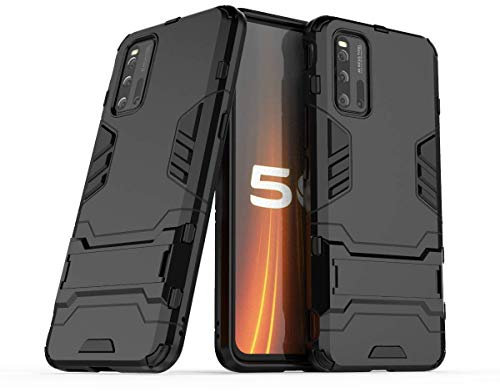 FanTing Case for vivo iQOO 3 5G, Rugged and shockproof,with mobile phone holder, Cover for vivo iQOO 3 5G-Black
