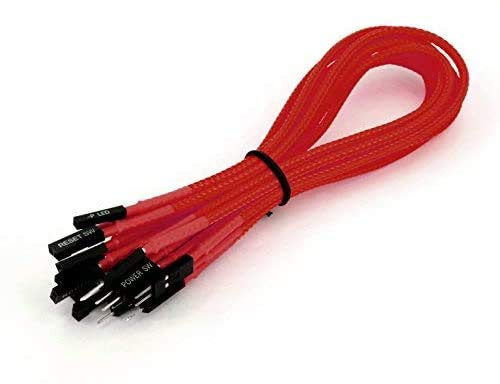 Shakmods Front Panel Sleeved Power Reset HDD LED Speaker Extension Cable 30cm (Red)