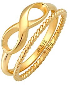 Elli Ring Damen Stapelring Duo Infinity Twisted Basic Trend Blogger in 925 Sterling Silber