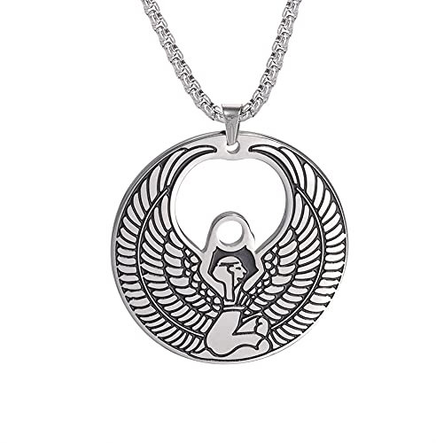 Dreamtimes Ägyptische geflügelte Göttin Isis Charm Anhänger Halskette Vintage Schmuck Magische Kraft Amulett Anhänger für Männer Frauen (Ägyptische Göttin Isis)