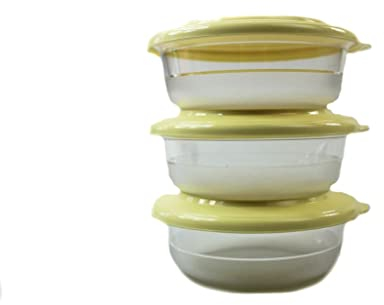 Tupperware Classic Royal Lot de 3 saladiers sans bord Jaune clair 275 ml