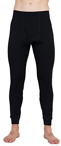 LAPASA Herren 100% Merinowolle Unterhosen, warme Thermounterhosen mittlere Dicke Thermounterwäsche M68 (M, Schwarz)
