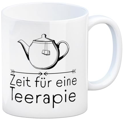 Zeit für eine Teerapie Kaffeebecher lustige Tasse für Teetrinker mit witzigem Spruch wenn es mal wieder zeit für ein Tässchen Tee ist