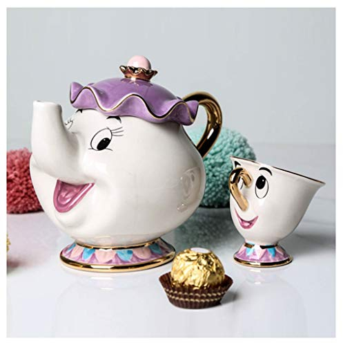 Keramik Kaffeepresser Kaffeekanne Keramik, Cartoon Beauty And The Beast Teekanne Becher Mrs Potts Chip Teekanne Tasse Ein Set Schönes Weihnachtsgeburtstagsgeschenk Kaffeekanne Kaffeekanne Teekannen
